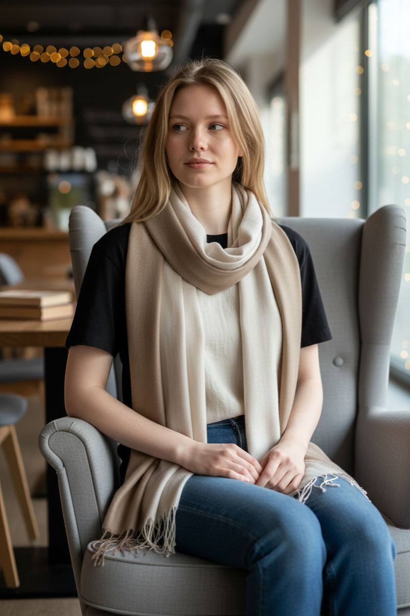 Parisian Ivory/White Wool Foulard
